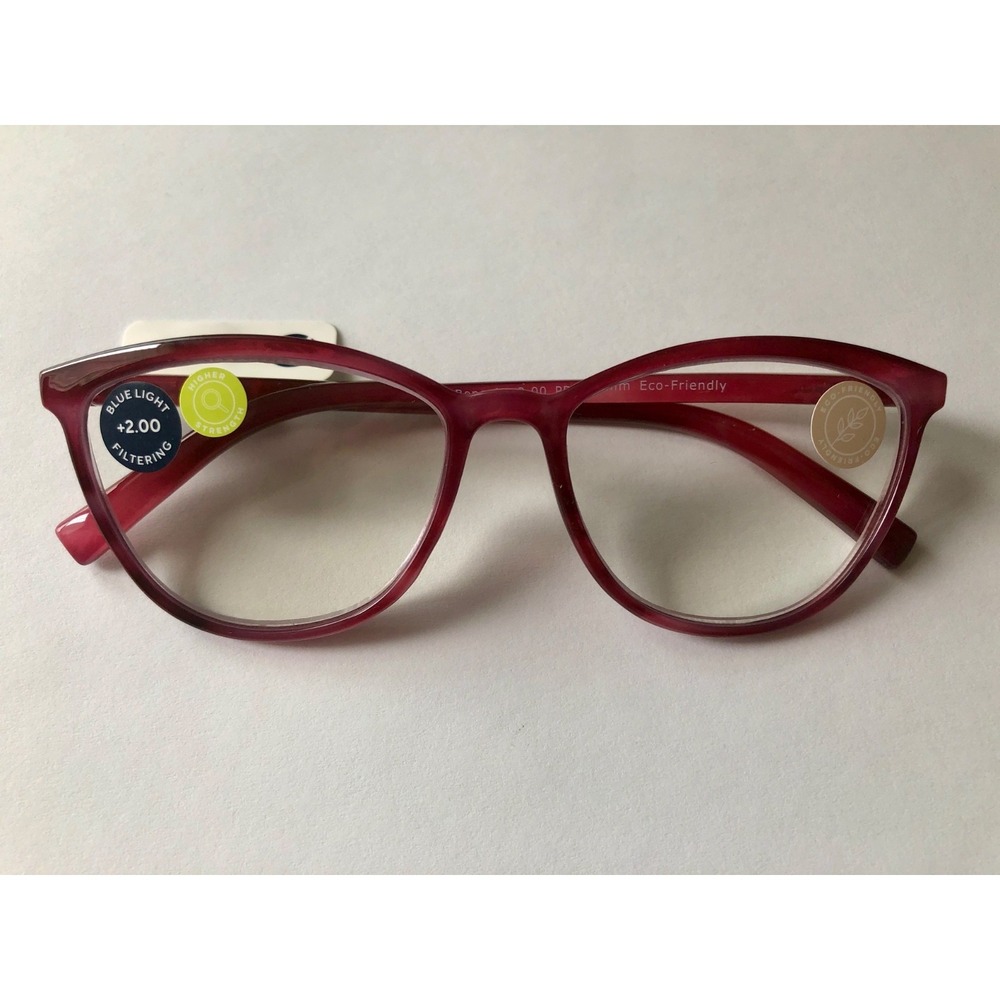 New Peepers Bengal Magenta Cat Eye Reading Glasses +2.00